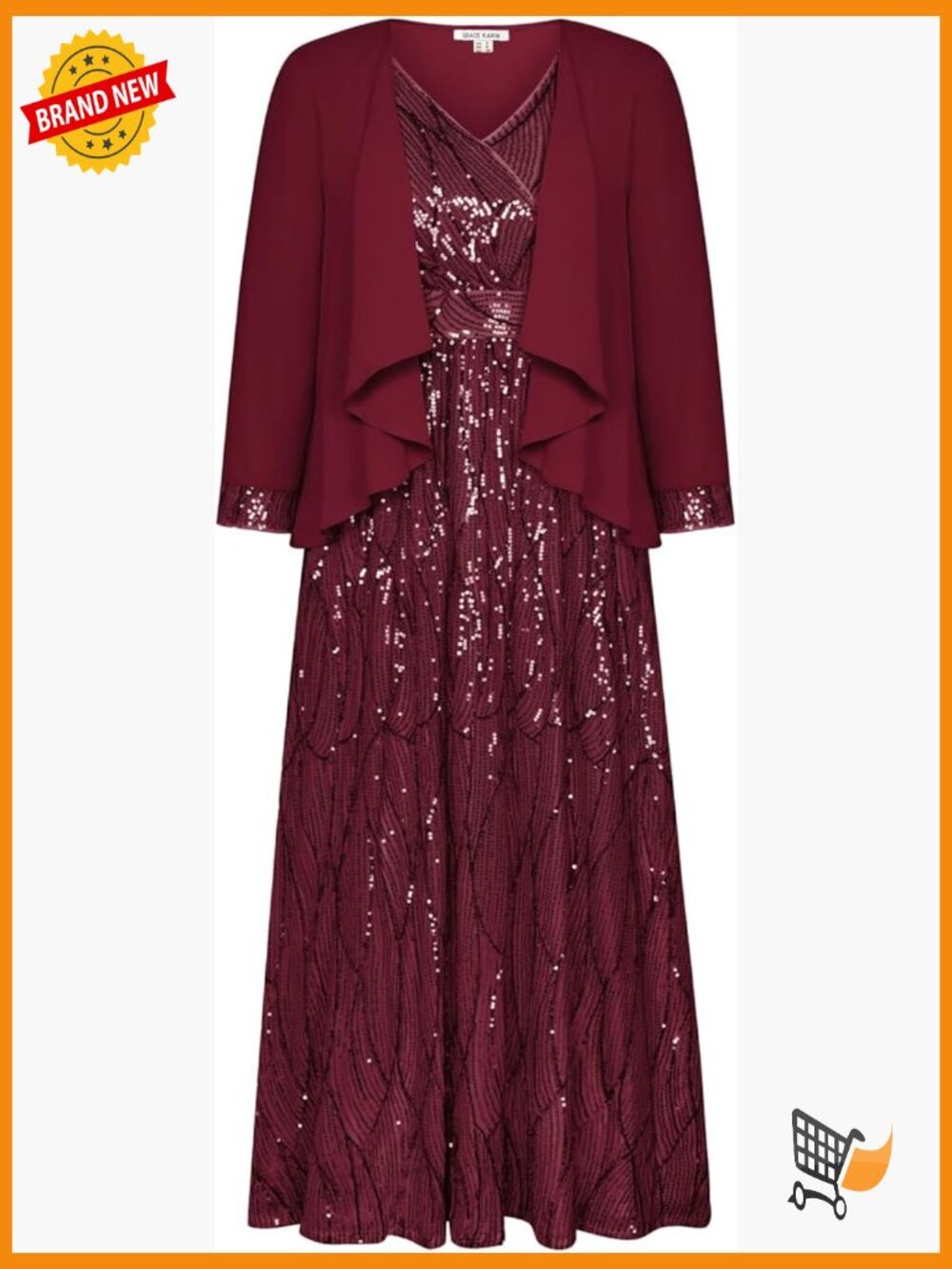 Two Piece Sequin Dress with Jacket Mother Bride Wedding Guest